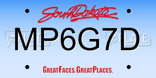 MP6G7D South Dakota License Plate
