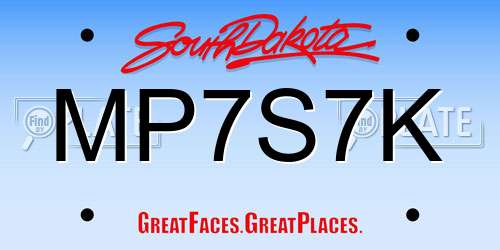 MP7S7K South Dakota License Plate