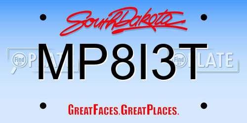 MP8I3T South Dakota License Plate