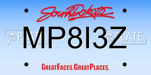 MP8I3Z South Dakota License Plate