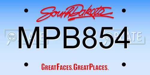MPB854 South Dakota License Plate