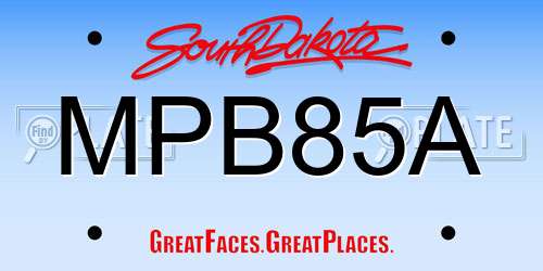 MPB85A South Dakota License Plate