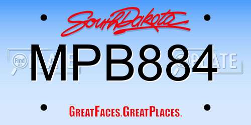 MPB884 South Dakota License Plate