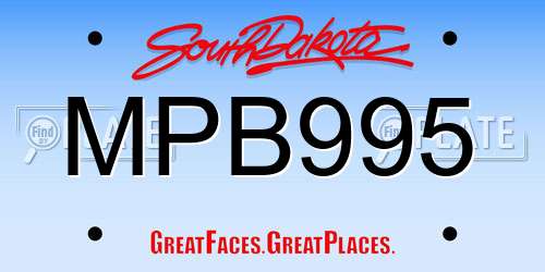MPB995 South Dakota License Plate