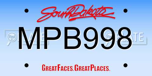 MPB998 South Dakota License Plate