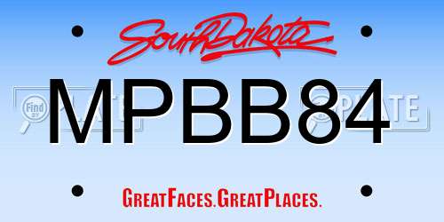 MPBB84 South Dakota License Plate