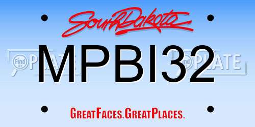 MPBI32 South Dakota License Plate