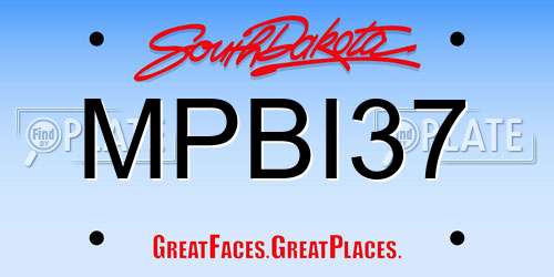 MPBI37 South Dakota License Plate