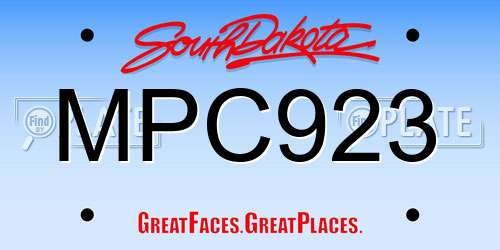 MPC923 South Dakota License Plate