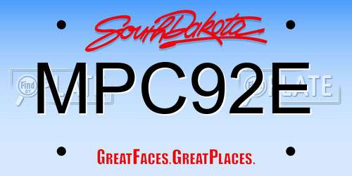 MPC92E South Dakota License Plate