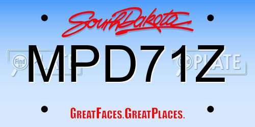 MPD71Z South Dakota License Plate