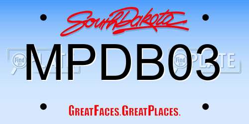 MPDB03 South Dakota License Plate
