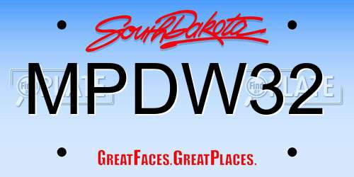 MPDW32 South Dakota License Plate