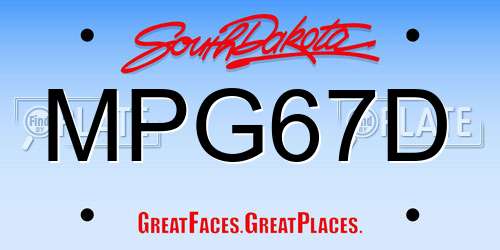 MPG67D South Dakota License Plate