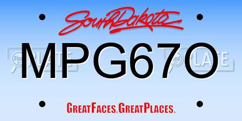 MPG67O South Dakota License Plate