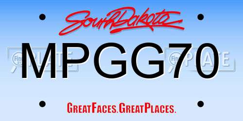 MPGG70 South Dakota License Plate