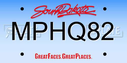 MPHQ82 South Dakota License Plate