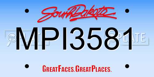 MPI3581 South Dakota License Plate