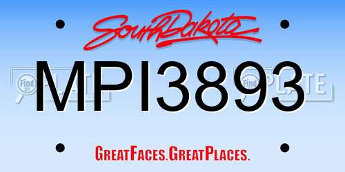 MPI3893 South Dakota License Plate