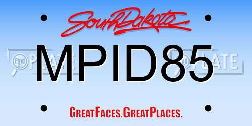 MPID85 South Dakota License Plate
