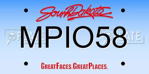 MPIO58 South Dakota License Plate
