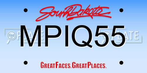 MPIQ55 South Dakota License Plate