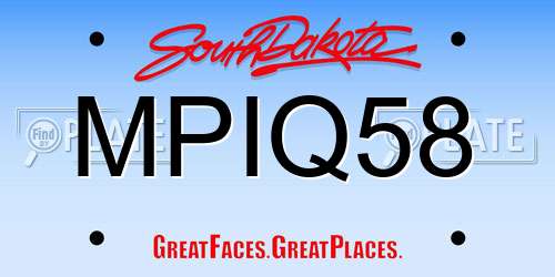 MPIQ58 South Dakota License Plate