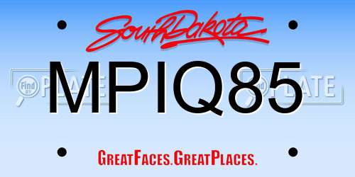 MPIQ85 South Dakota License Plate