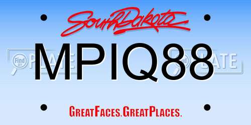 MPIQ88 South Dakota License Plate