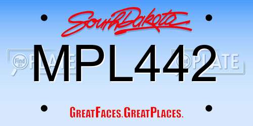 MPL442 South Dakota License Plate