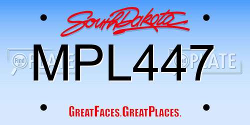 MPL447 South Dakota License Plate