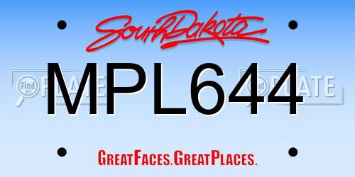 MPL644 South Dakota License Plate