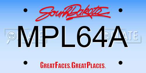MPL64A South Dakota License Plate