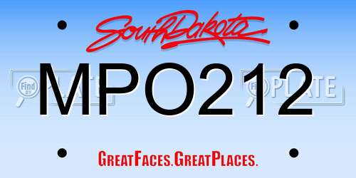MPO212 South Dakota License Plate