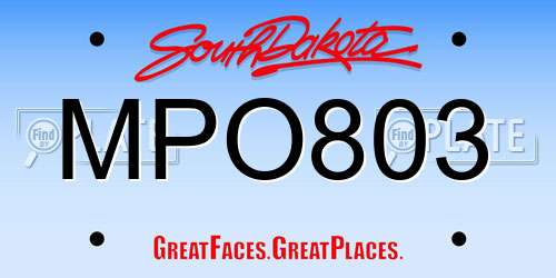 MPO803 South Dakota License Plate