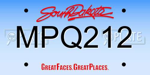 MPQ212 South Dakota License Plate