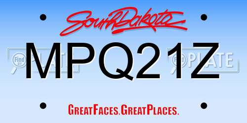 MPQ21Z South Dakota License Plate