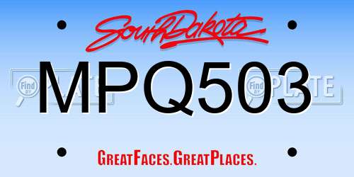 MPQ503 South Dakota License Plate