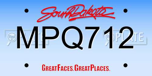 MPQ712 South Dakota License Plate