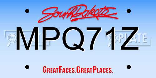 MPQ71Z South Dakota License Plate