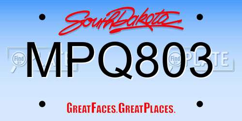 MPQ803 South Dakota License Plate