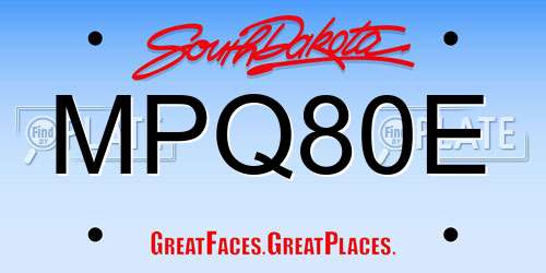 MPQ80E South Dakota License Plate