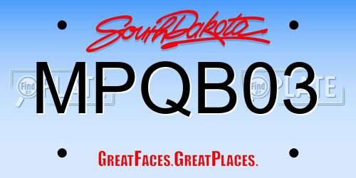 MPQB03 South Dakota License Plate