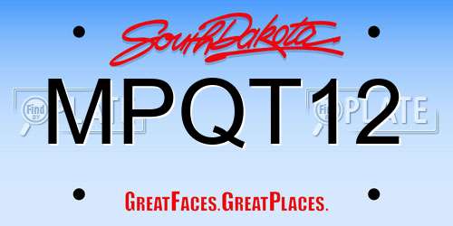 MPQT12 South Dakota License Plate