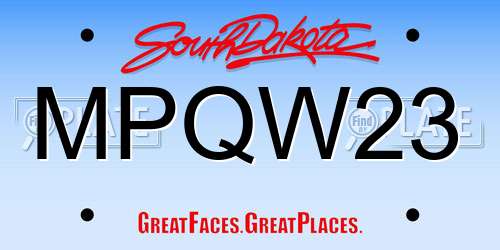 MPQW23 South Dakota License Plate