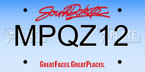 MPQZ12 South Dakota License Plate