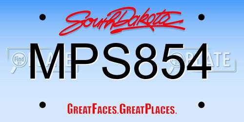 MPS854 South Dakota License Plate
