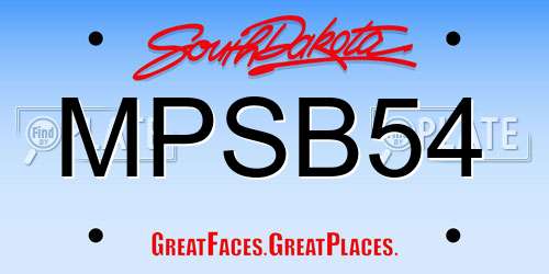 MPSB54 South Dakota License Plate