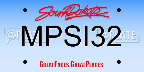 MPSI32 South Dakota License Plate