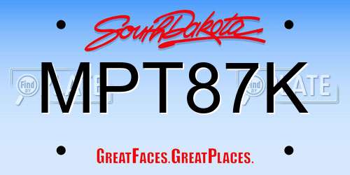 MPT87K South Dakota License Plate
